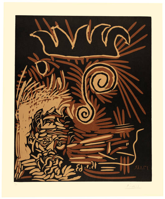 Pablo Picasso  : Faune et vieux roi (Le vieux bouffon, deuxiè ..., Zustand). Mougins, 15. und 17. Januar 1963 