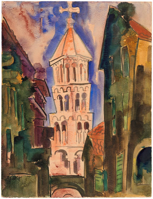 Karl Schmidt-Rottluff : Stadtansicht mit Kirchturm, 1925
