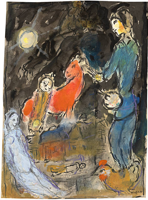 Marc Chagall : Le peintre en bleu et le cheval rouge dans ..., 1966