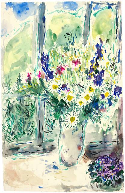 Marc Chagall : Bouquet de marguerites et violettes, Sils, summer 1972