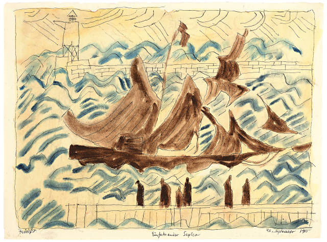 Lyonel Feininger : Einfahrender Segler, 20 September 1915