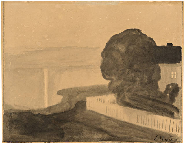 Edvard Munch : Landschaft bei Åsgårdstrand. Sternennacht, 1890-1892