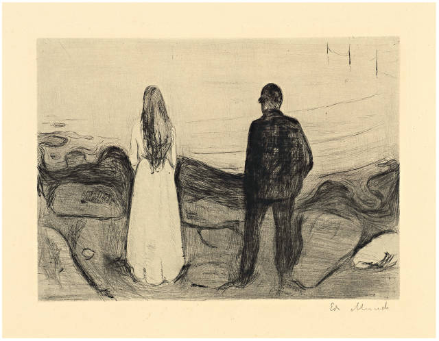 Edvard Munch  : Zwei Menschen. Die Einsamen - Two Human  ..., 1894