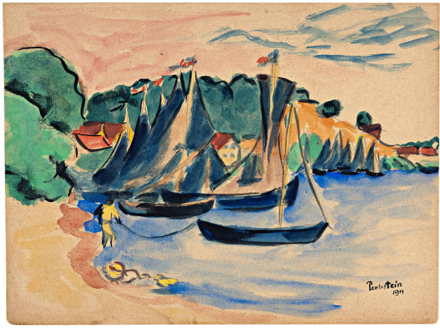 Hermann Max Pechstein : Kurenkähne in der Bucht, 1911