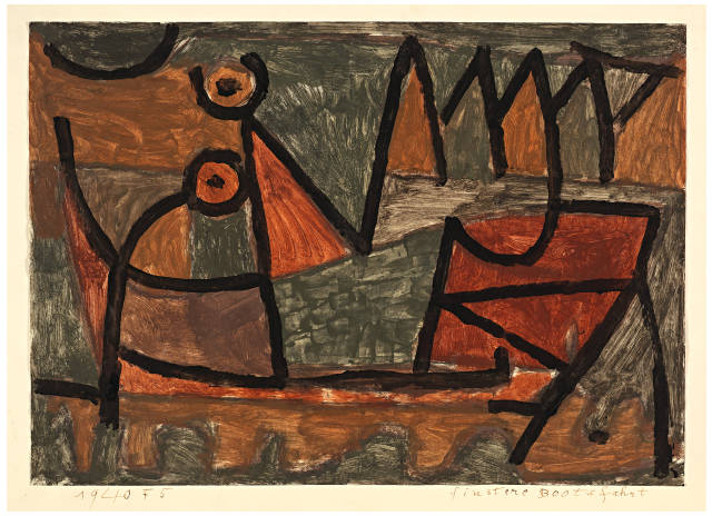 Paul Klee : Finstere Bootsfahrt, 1940 – Work number 1940.345 (F 5)