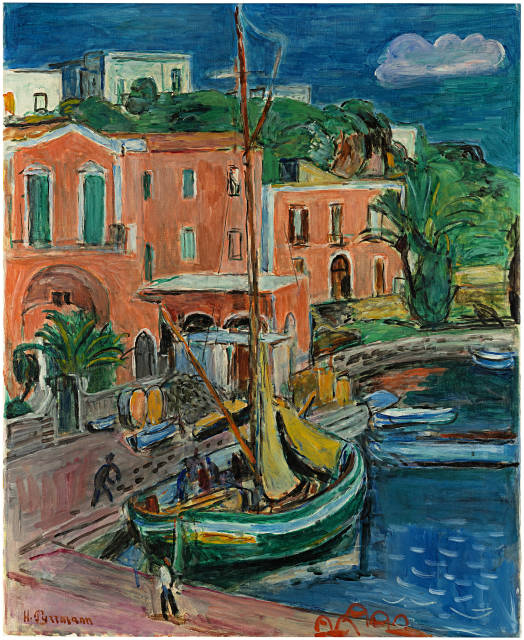 Hans Purrmann : Segelboot im Hafen, 1958 