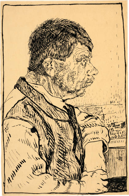 Giovanni Giacometti : Giovanin da Vöja, Brustbild im Profil nach ..., 1906-1908