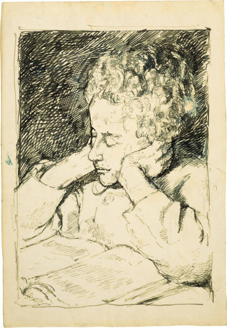Alberto Giacometti : Bruno Giacometti lisant (recto) - Nils in ..., Um 1917 