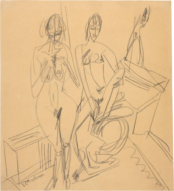 Ernst Ludwig Kirchner : Zwei nackte Mädchen, 1912-1914