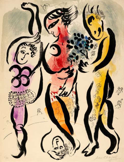 Marc Chagall : Les trois acrobates, Paris, 1956