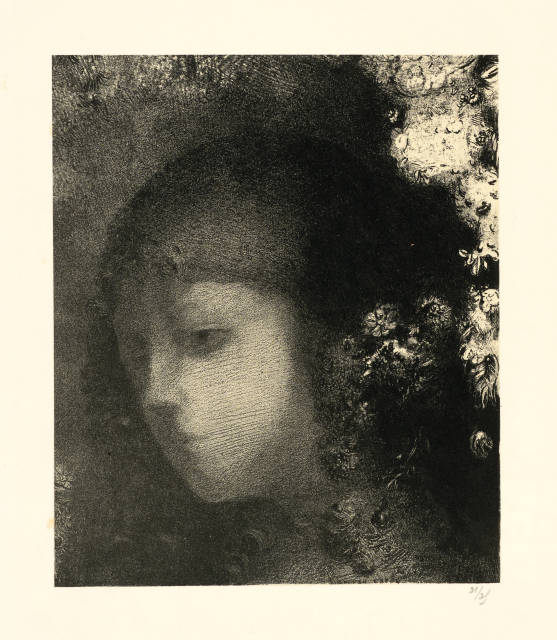 Odilon Redon : Tête d'enfant avec fleurs, 1897