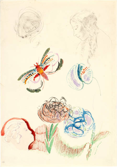 Odilon Redon : Feuille d'études, circa 1890