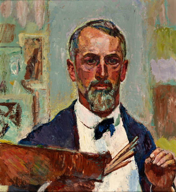 Cuno Amiet : Selbstbildnis - Selbstporträt an der ..., 1918