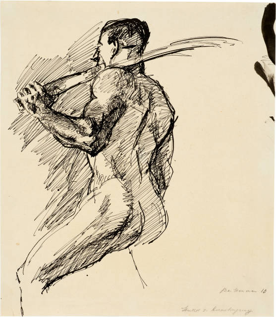 Max Beckmann : Studie zur Kreuztragung - Männlicher Rü..., 1910