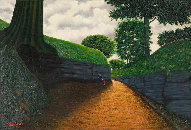 Camille Bombois : Le chemin creux avec promeneurs,  