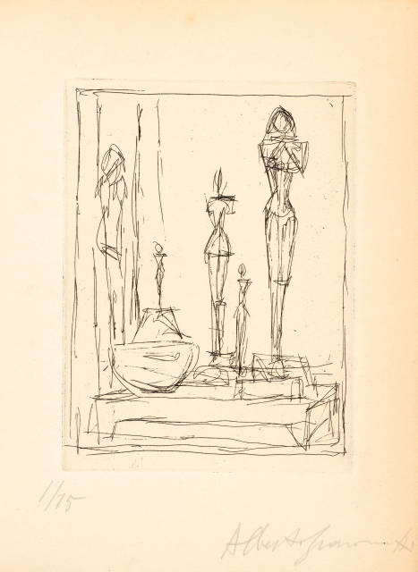 Alberto Giacometti : Sculptures et bol dans l'atelier II, 1949/1950 
