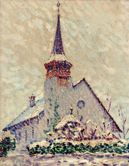 Cuno Amiet : Kirche im Winter, circa 1907