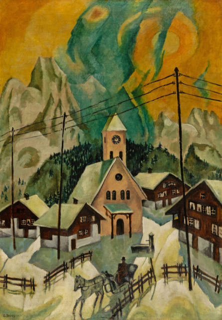 Arnold Brügger : Bergdorf im Winter, circa 1916