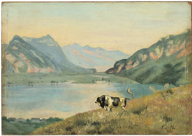 Ferdinand Hodler : Thuner- und Brienzersee mit Freiburger Stier, Um 1888 