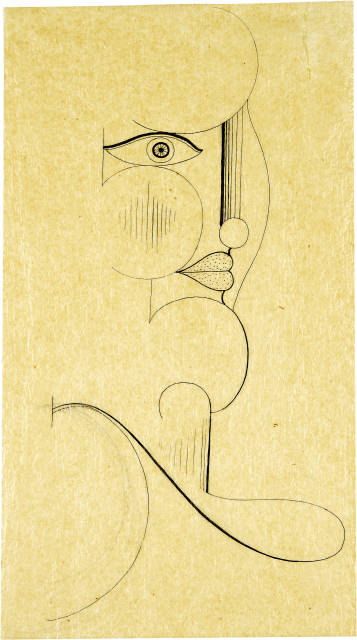 Oskar Schlemmer : Kopf mit geschwungenen Linien, 1919