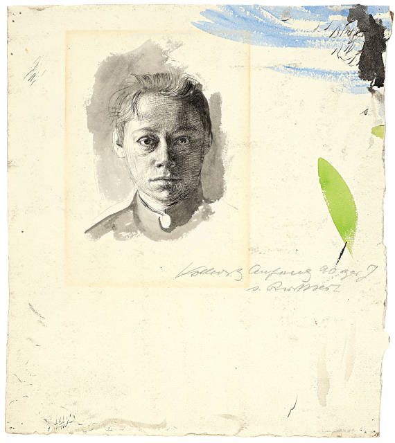 Käthe Kollwitz : Selbstbildnis, en face (recto) - ,  ..., Circa 1892