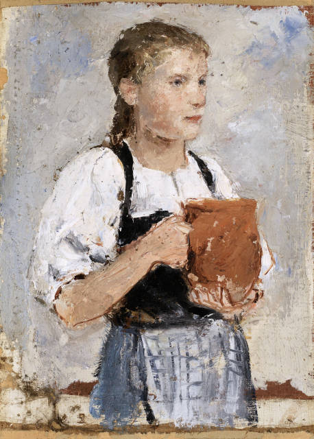 Albert Anker : Erdbeer-Mareili (Mädchen mit Krug), circa 1884