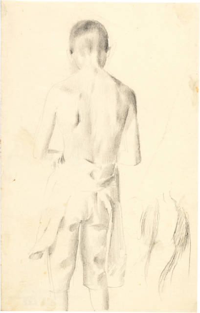 Otto Meyer-Amden : Rückenansicht eines stehenden Knaben mit ..., 1928-1932