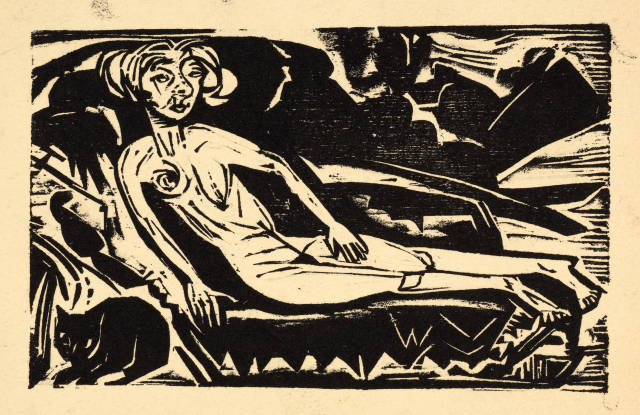 Ernst Ludwig Kirchner : Blonde Frau auf Sofa, 1921 