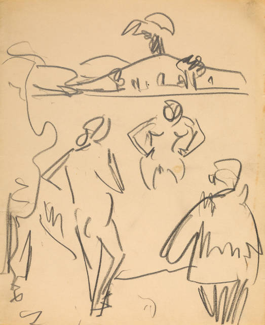 Ernst Ludwig Kirchner : Drei Badende am Dippelsdorfer Teich, 1910 