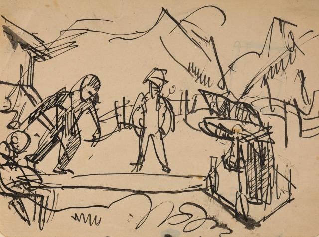 Ernst Ludwig Kirchner : Kegelbahn auf der Stafelalp, 1919 
