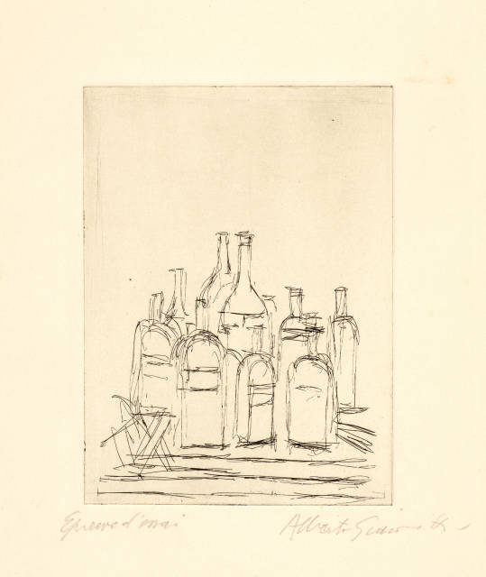 Alberto Giacometti : Bouteilles dans l'atelier II, 1956 