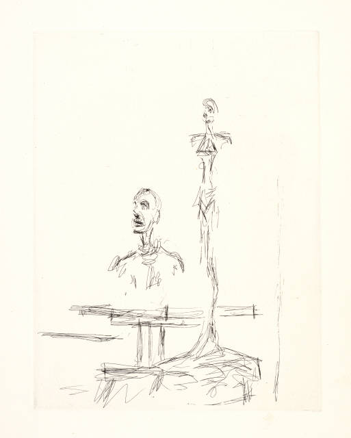 Alberto Giacometti : Deux sculptures dans l'atelier, 1964 