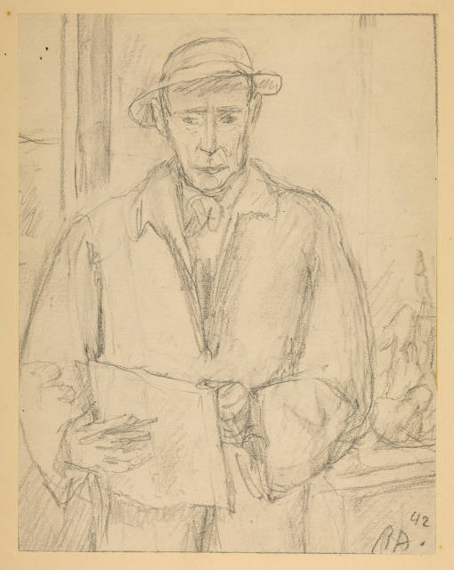 René Auberjonois : Portrait d'un homme avec un chapeau, 1942