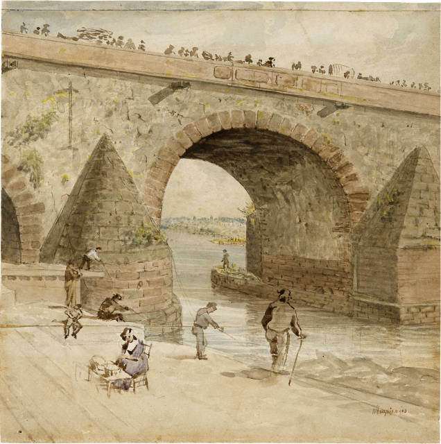 Henri-Joseph Harpignies : Un pont sur la Seine près de Paris, circa 1875