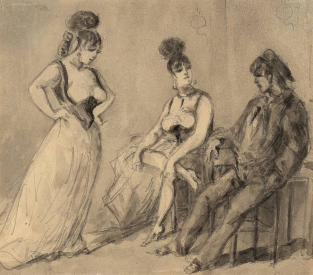Constantin Guys : Dans la salle d'entrée, circa 1850