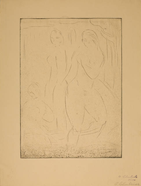 Wilhelm Lehmbruck : Drei weibliche Akte, einer stehend, einer ..., 1912 