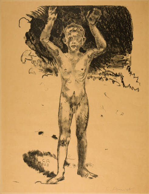 Cuno Amiet : Nackter Junge von vorn, mit erhobenen Armen, 1928 