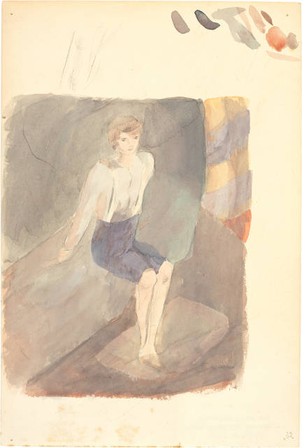 Otto Meyer-Amden : Sitzender Knabe im Atelier, Um 1920 