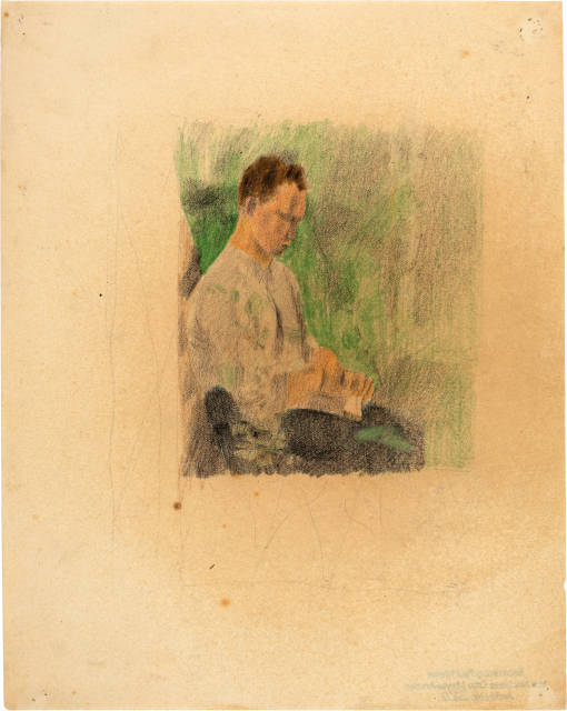 Otto Meyer-Amden : Junger Mann im Grünen, circa 1918
