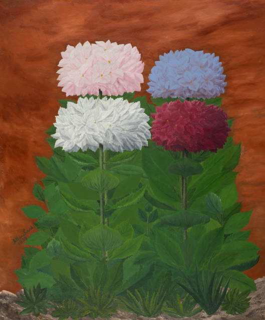 André Bauchant : Les quatre hortensias, 1939