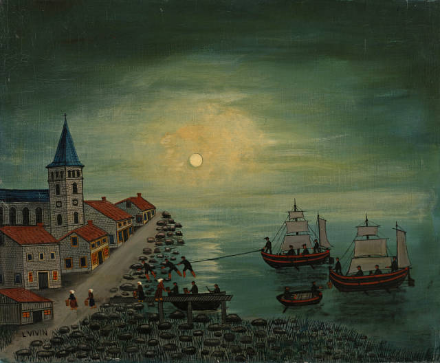 Louis Vivin : Port Breton, l'arrivage du poisson,  