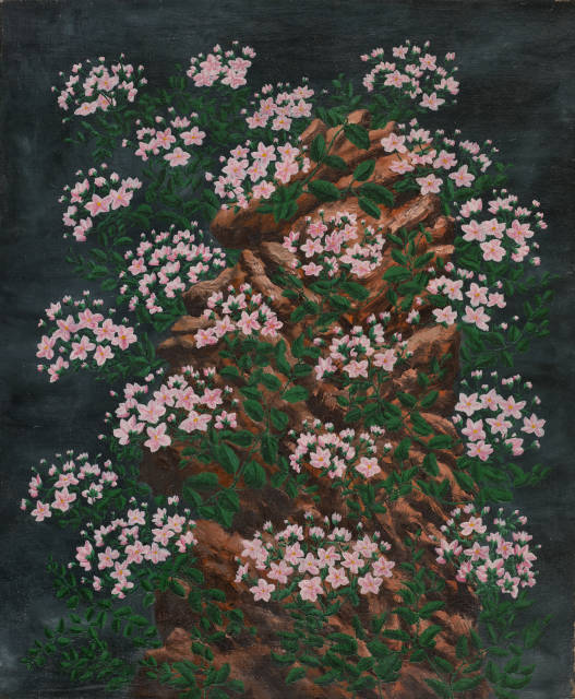 André Bauchant : Eglantines sur le rocher, circa 1935