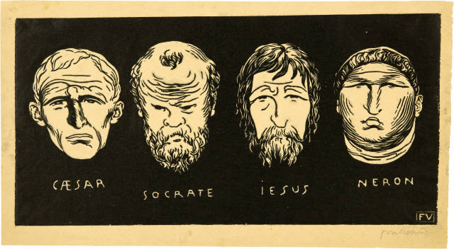 Félix Vallotton : Caesar, Socrate, Jesus, Nero. - Le mauvais ..., 1892 or 1893