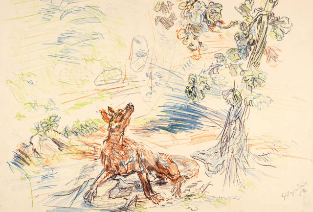 Oskar Kokoschka : Der Fuchs und die sauren Trauben. - Windhund...., 1952 or 1960 or 1968