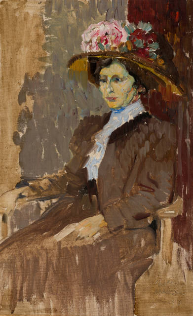 Burkhard Mangold : Porträt einer Dame mit Hut, 1910