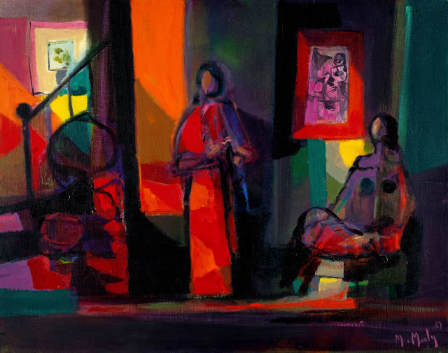 Marcel Mouly : Intérieur à la rampe d'escalier, 1989