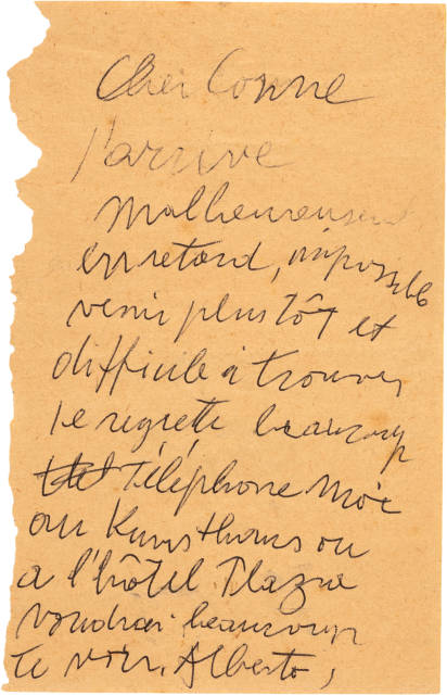 Alberto Giacometti : Brief an Louis Conne, undatiert,  