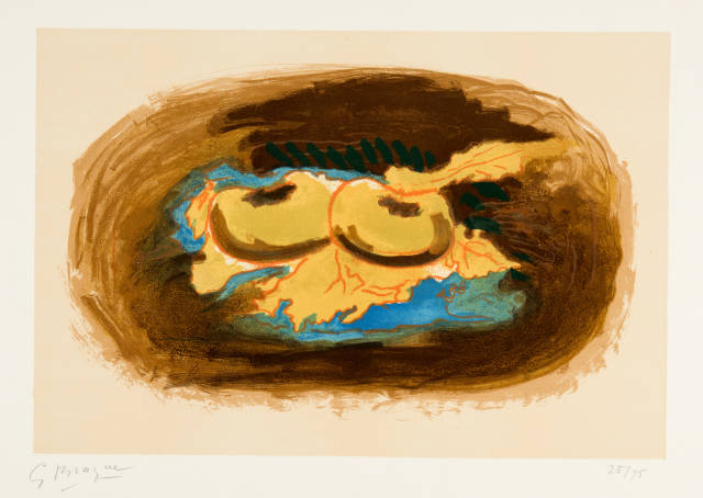 Georges Braque : Pommes et feuilles, 1958