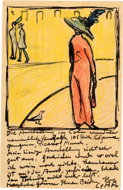Cuno Amiet : Dame in rotem Kleid mit Federhut, 30. Mai 1912 