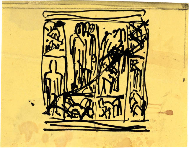 Ernst Ludwig Kirchner : Ideenskizze für einen Wandbehang mit vier ..., circa 1925